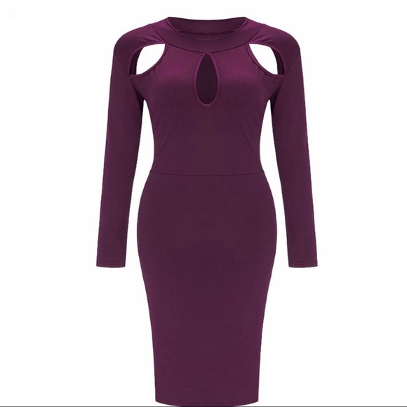 Cut Out Mock Neck Dress - Picture 2 of 4